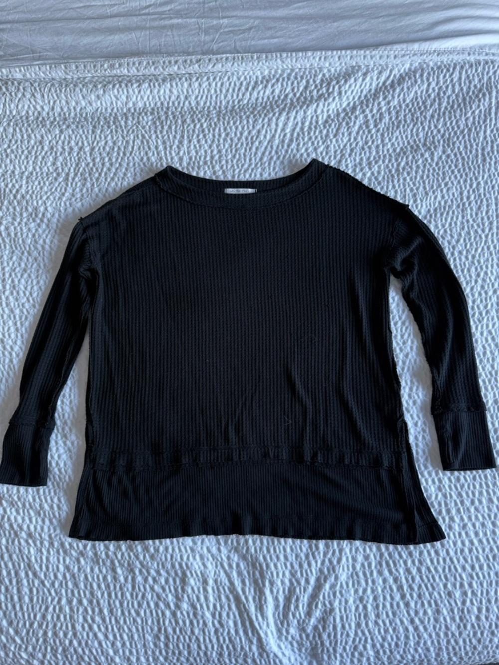 We The Free Black Ribbed Long Sleeve Top